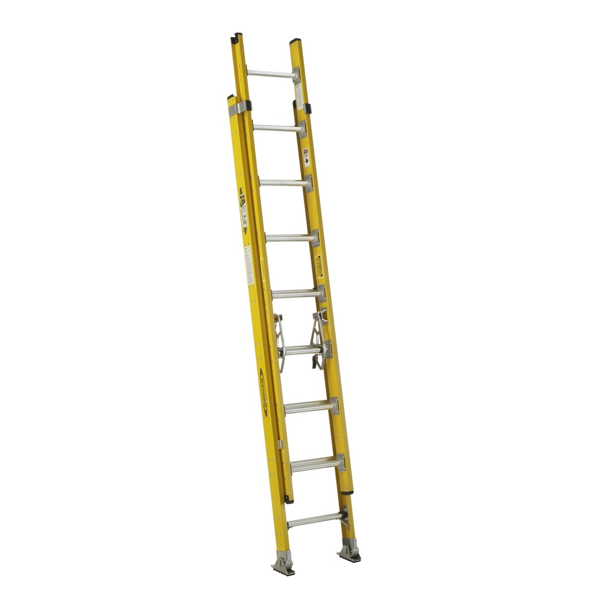 Escalera de extensión de fibra de vidrio Werner D7100-2 de 16 pies (15 pies de altura de alcance) tipo 1AA - Capacidad de carga de 375 lb. Escalera de extensión D7116-2