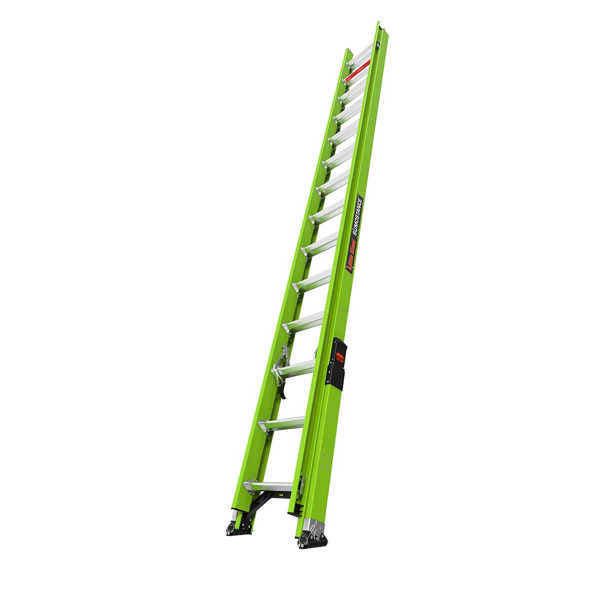 "Escalera de extensión telescópica Little Giant Ladders Sumostance M28 28.0 pies (27.5 pies de altura alcanzable) Tipo 1A de fibra de vidrio - Capacidad de carga de 300 lb. Escalera de extensión"