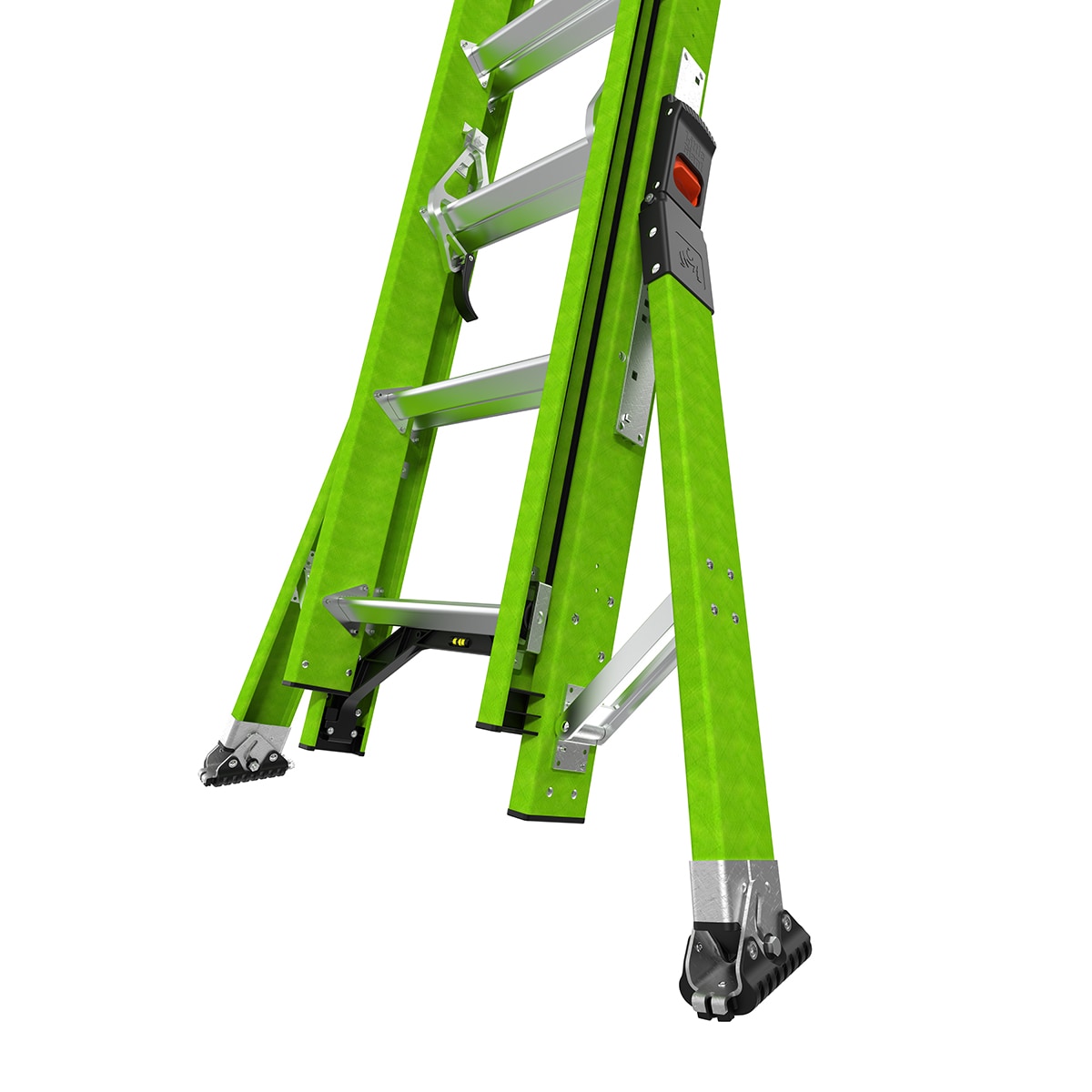 "Escalera de extensión telescópica Little Giant Ladders Sumostance M28 28.0 pies (27.5 pies de altura alcanzable) Tipo 1A de fibra de vidrio - Capacidad de carga de 300 lb. Escalera de extensión"