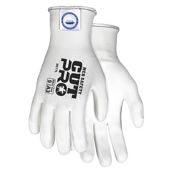Guantes recubiertos resistentes a cortes de Mcr Safety, Nivel de corte A3, calibre 13, blanco, M ( 8 ) - 9677M