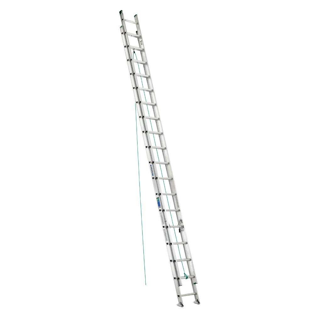 Escalera de extensión de aluminio tipo 2 Werner D1200-2 de 36 pies (34 pies de altura alcanzable) con capacidad de carga de 225 libras. Modelo D1236-2.