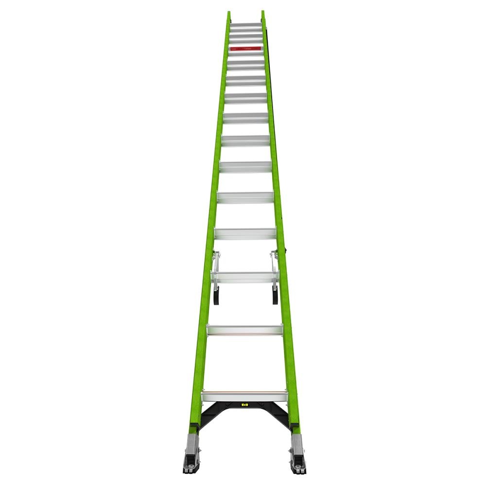 Escaleras Little Giant HyperLite M28 de 28 pies (Altura de alcance de 27.4 pies) tipo 1AA de fibra de vidrio - Capacidad de carga de 375 lbs. Escalera extensible telescópica 17928
