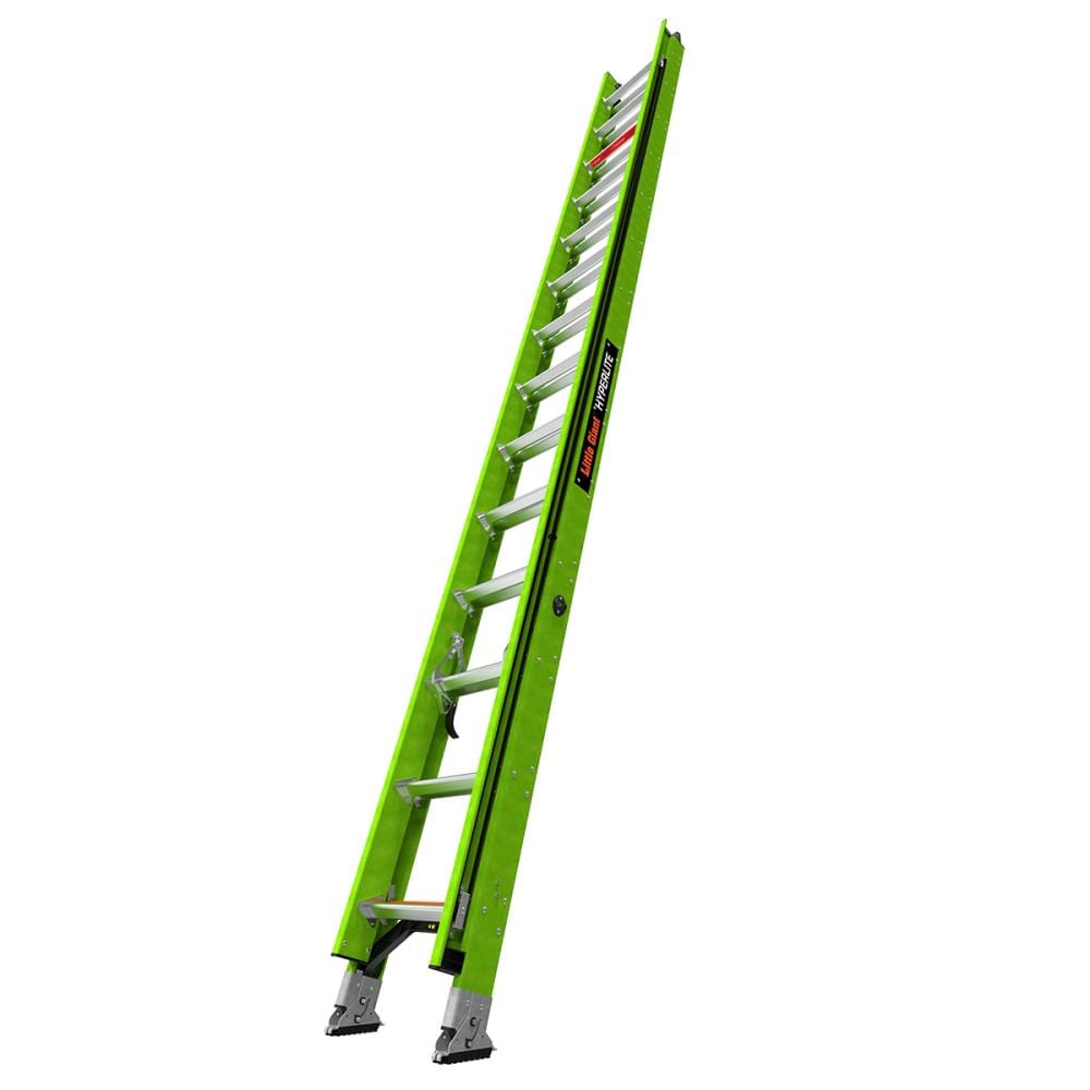 Escaleras Little Giant HyperLite M28 de 28 pies (Altura de alcance de 27.4 pies) tipo 1AA de fibra de vidrio - Capacidad de carga de 375 lbs. Escalera extensible telescópica 17928