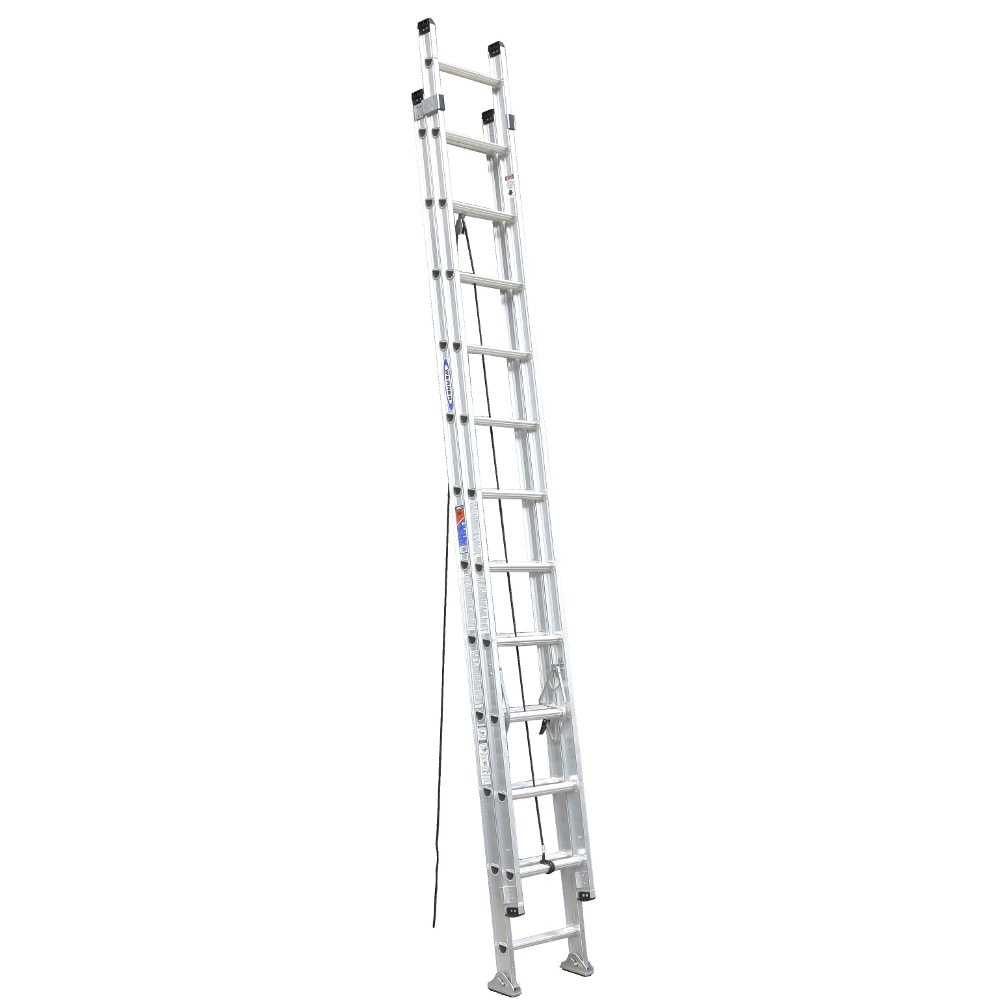 Escalera de extensión de aluminio tipo 1A con capacidad de carga de 300 lb, 24 pies (23 pies de altura alcanzable) Werner D1500-2. Escalera de extensión D1524-2.