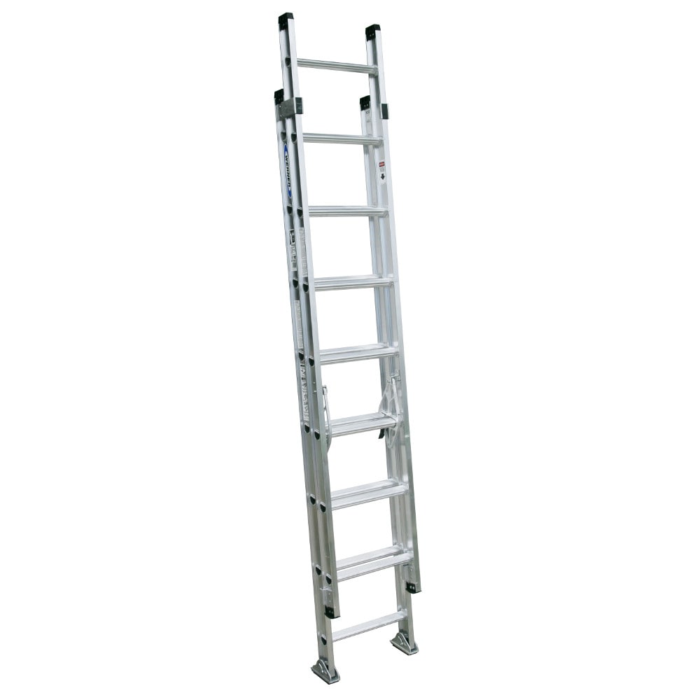 Escalera de extensión de aluminio Werner D1500-2 de 16 pies (altura de alcance de 16 pies) Tipo 1A - 300 lbs. Capacidad de carga. Escalera de extensión D1516-2.