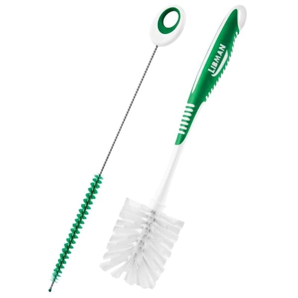 Juego de cepillos para botellas y pajillas con mango de plástico/rubber de 6 pulgadas Libman 2.5 pulgadas W cerdas suaves - 1371