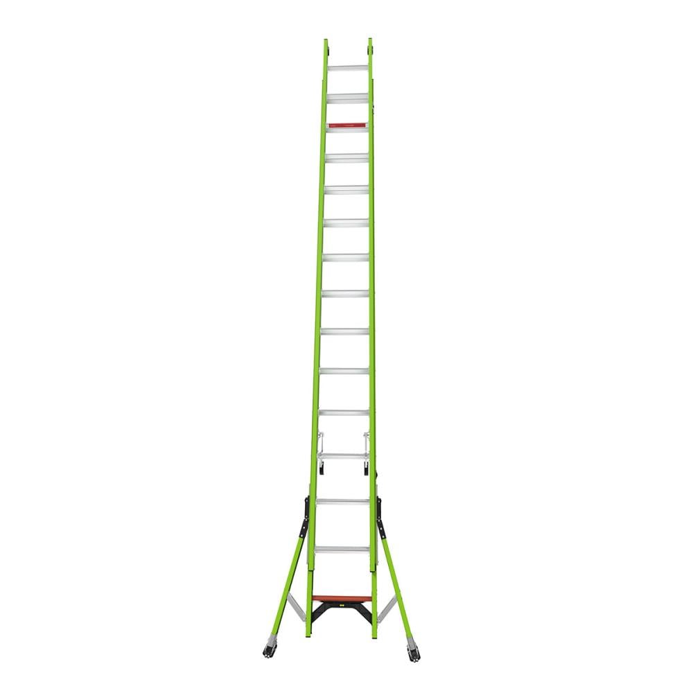 Escalera Extensible de Fibra de Vidrio Little Giant Ladders Sumostance M28 de 28 pies (Altura de Alcance de 27.5 pies) Tipo 1AA - Capacidad de Carga de 375 libras. Escalera de Extensión Telescópica 17228