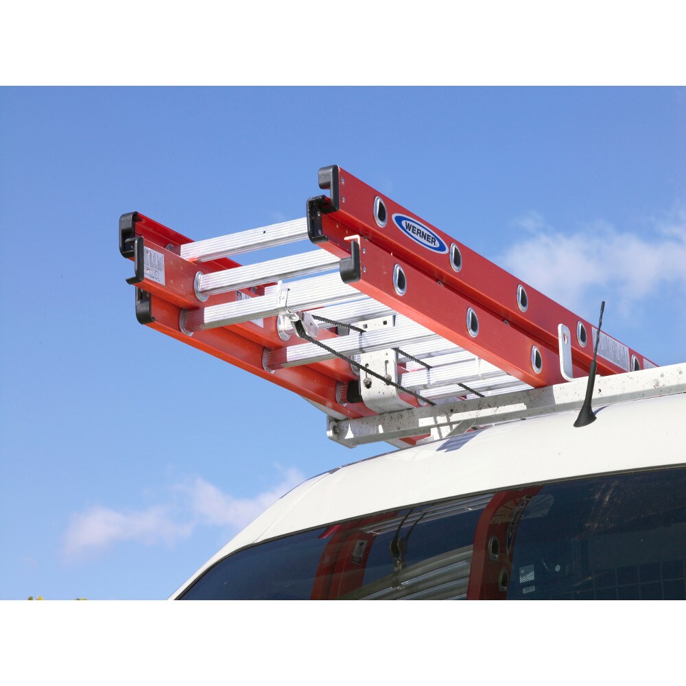 Escalera de extensión de fibra de vidrio Werner D6200-3 de 28 pies (27 pies de altura alcanzable) Tipo 1A con capacidad de carga de 300 libras. Escalera de extensión D6228-3