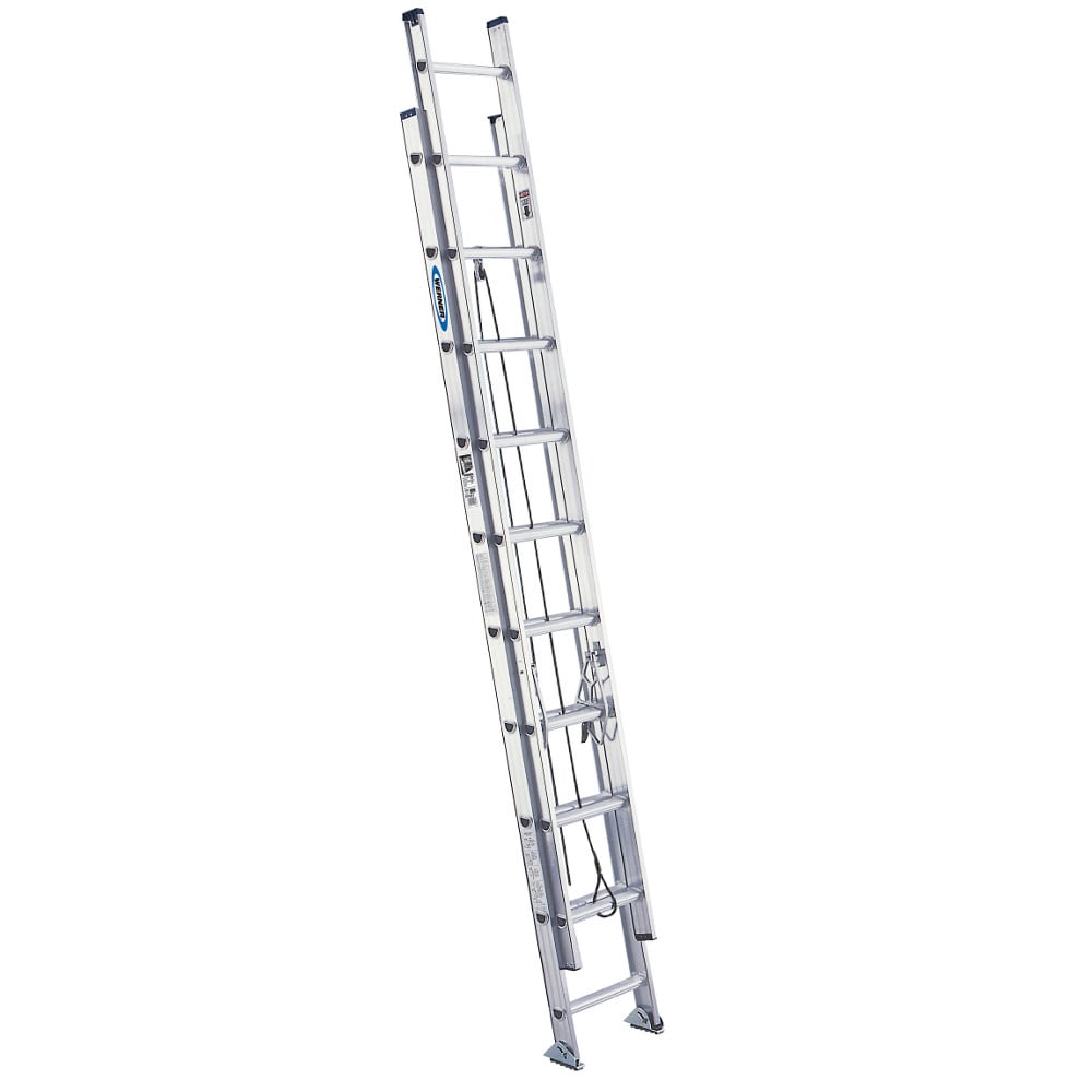 Escalera de extensión de aluminio tipo 1A Werner D1500-2 de 20 pies (altura de alcance de 20 pies) con capacidad de carga de 300 lb. Modelo D1520-2