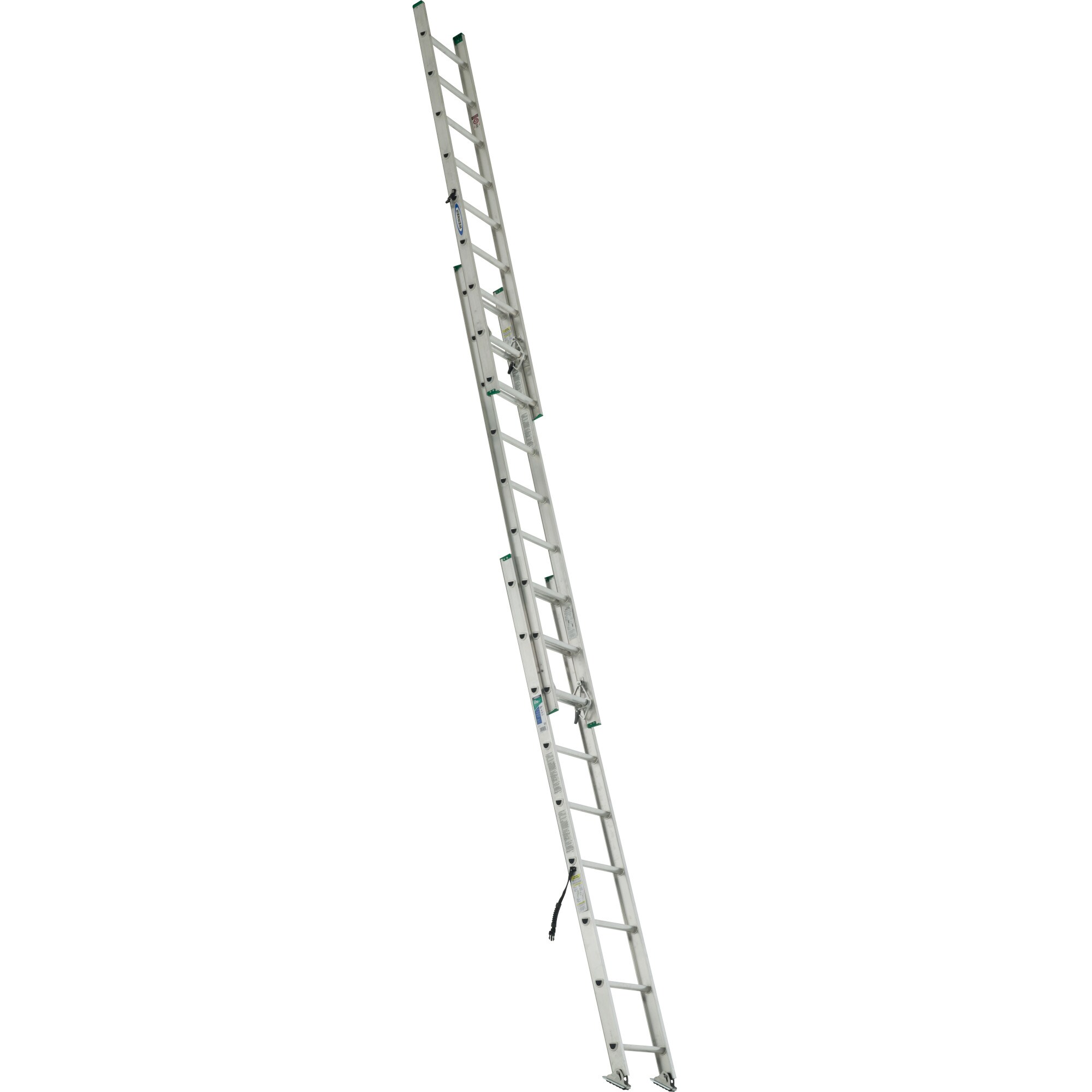 Escalera de extensión Werner D1200-3 de aluminio de tipo 2 con capacidad de carga de 225 lb y 24 pies (altura de alcance de 23 pies) Escalera de extensión D1224-3 de 24 pies.