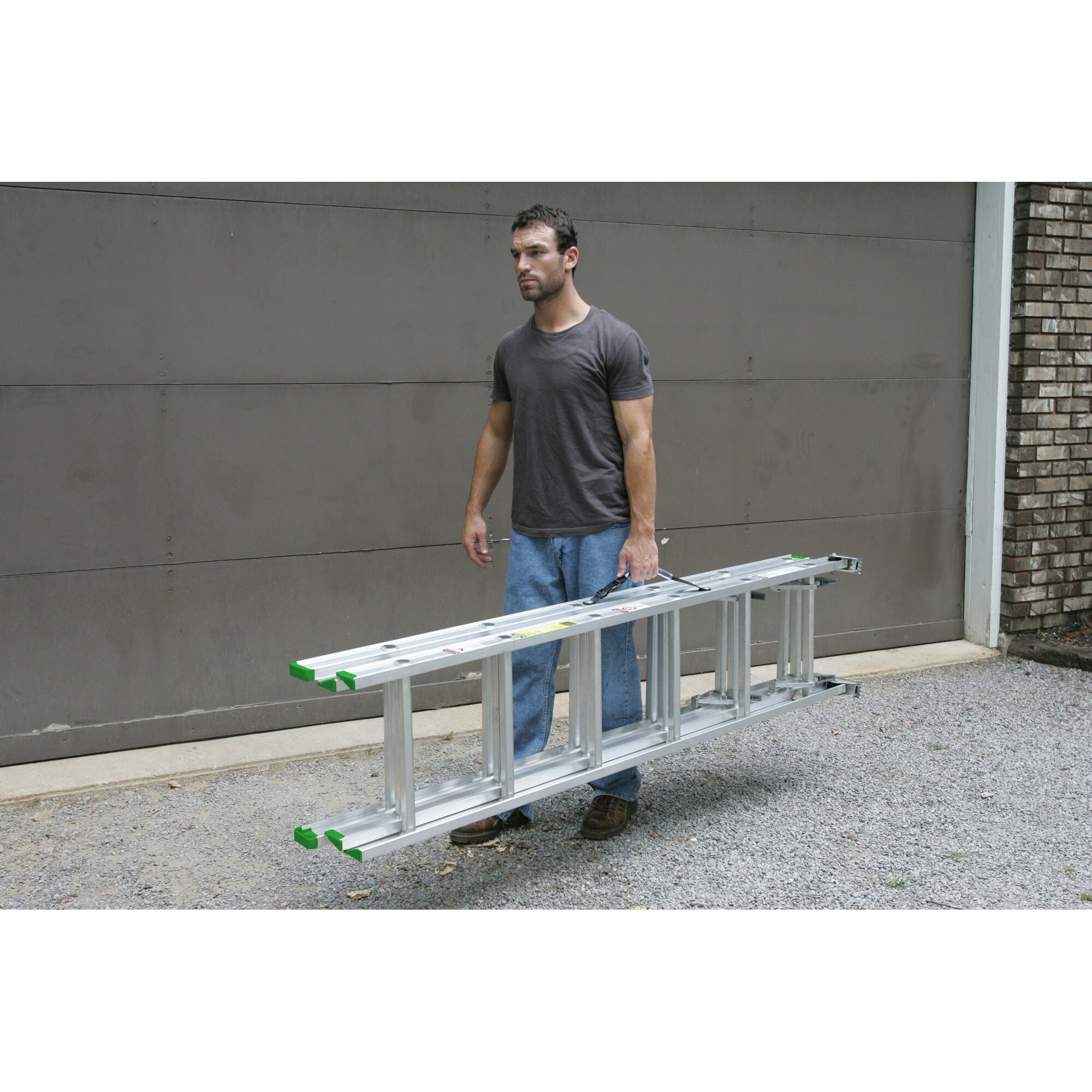 Escalera de extensión Werner D1200-3 de aluminio de tipo 2 con capacidad de carga de 225 lb y 24 pies (altura de alcance de 23 pies) Escalera de extensión D1224-3 de 24 pies.
