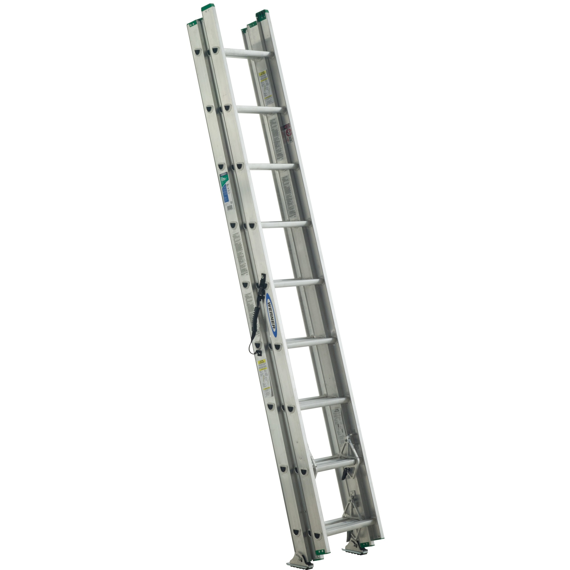 Escalera de extensión Werner D1200-3 de aluminio de tipo 2 con capacidad de carga de 225 lb y 24 pies (altura de alcance de 23 pies) Escalera de extensión D1224-3 de 24 pies.