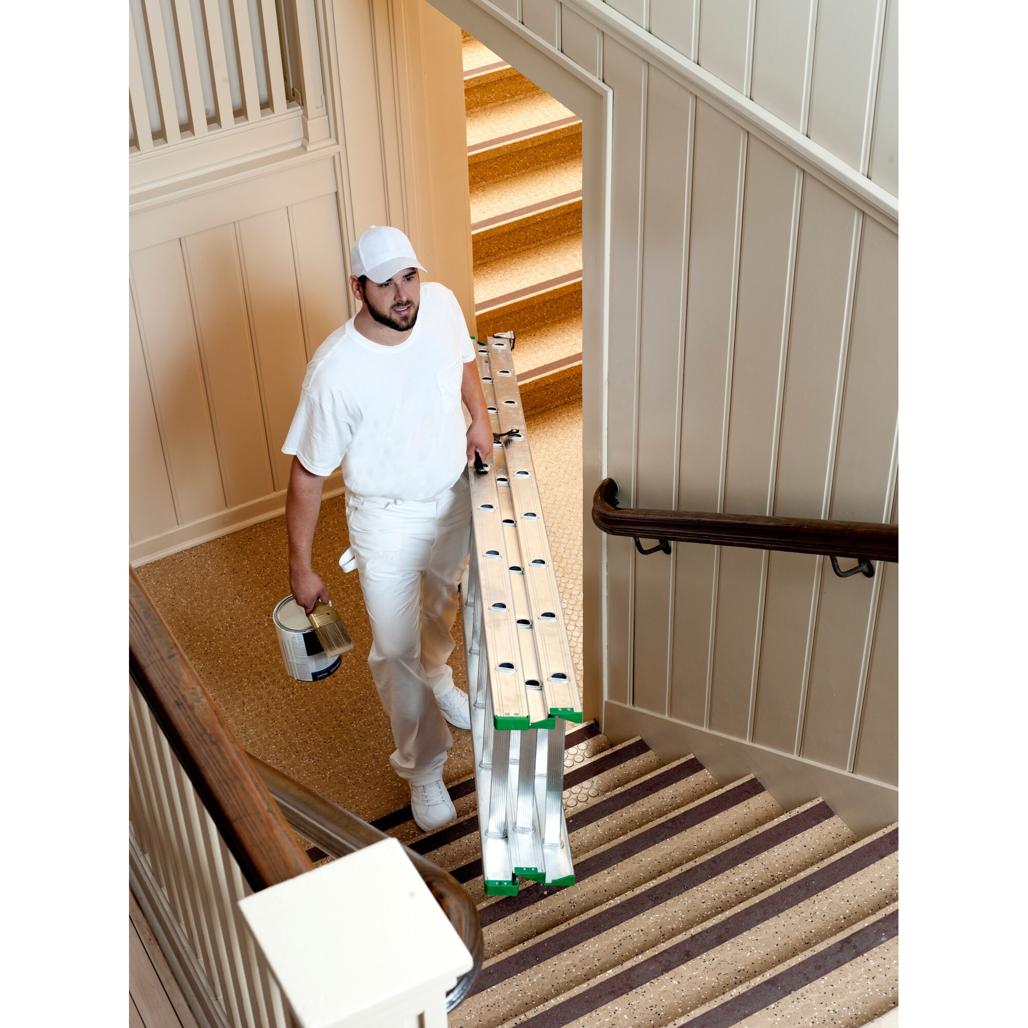 Escalera de extensión Werner D1200-3 de aluminio de tipo 2 con capacidad de carga de 225 lb y 24 pies (altura de alcance de 23 pies) Escalera de extensión D1224-3 de 24 pies.