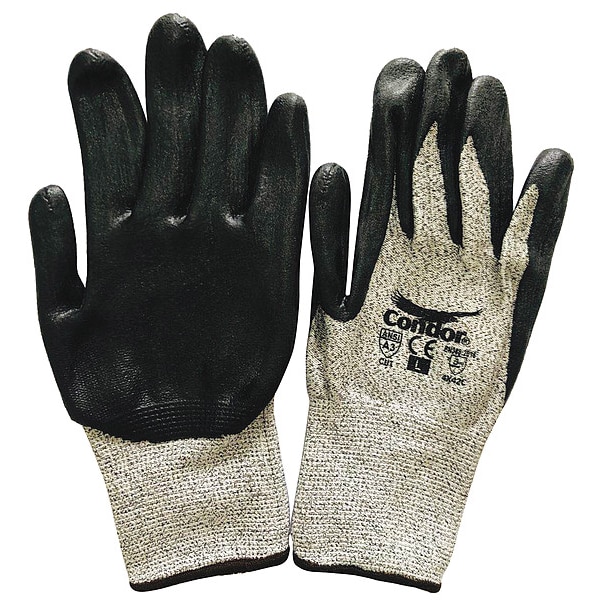 Guantes recubiertos resistentes a cortes Condor, Nivel de corte A3, 13 ga, negro/gris, XL - 48UR05.
