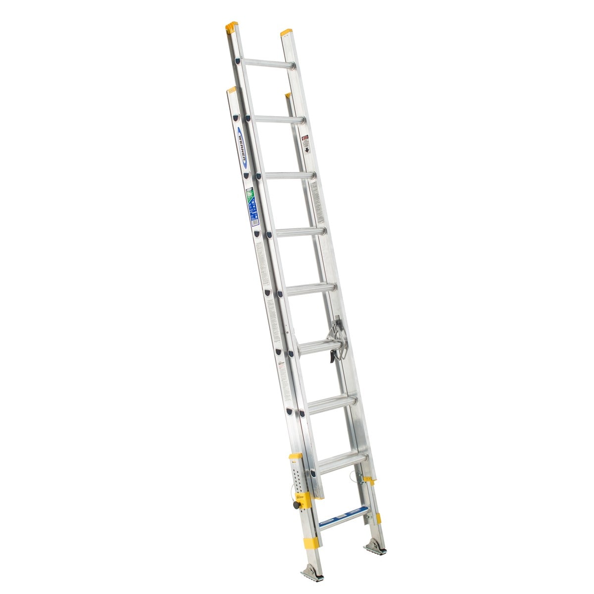 Escalera de extensión de aluminio Werner Equalizer de 16 pies (altura de alcance de 15 pies) Tipo 1 con capacidad de carga de 250 lbs. Modelo D1816-2EQ