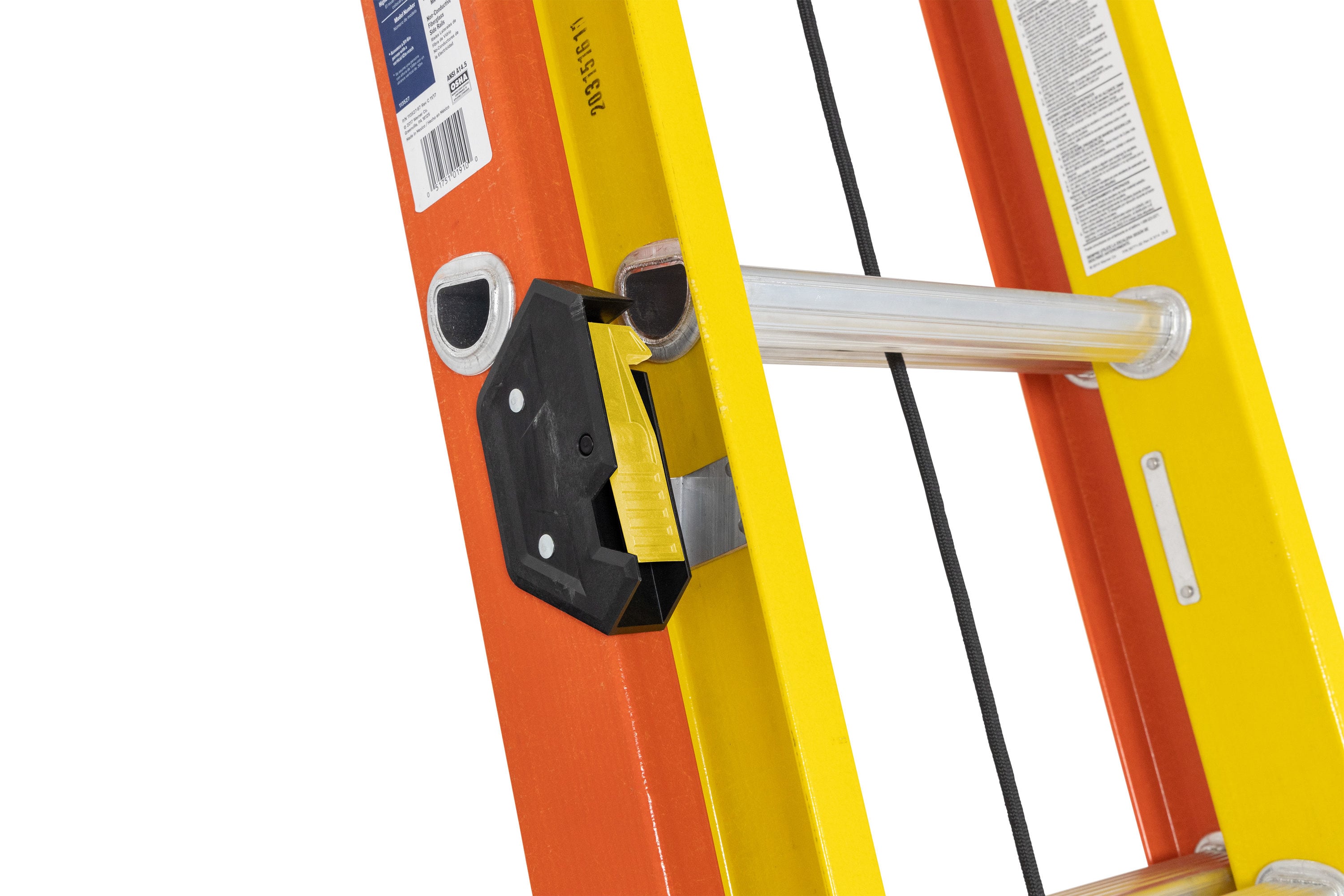 Werner Glidesafe 36-pies (34-pies de altura de alcance) Fibra de vidrio Tipo 1A - Capacidad de carga de 300 libras. Escalera de extensión T6236-2GS