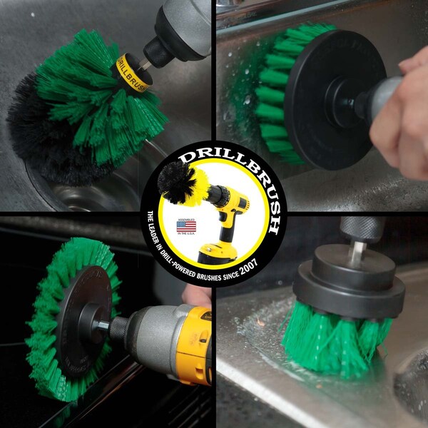 Cepillo Taladro Power Scrubber de Useful Products 5 in W 5 in L, Verde - G-S-E42O-QC-DB