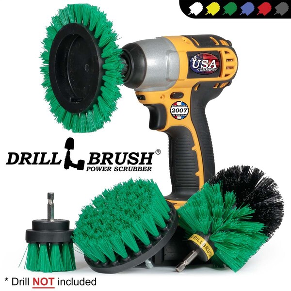Cepillo Taladro Power Scrubber de Useful Products 5 in W 5 in L, Verde - G-S-E42O-QC-DB