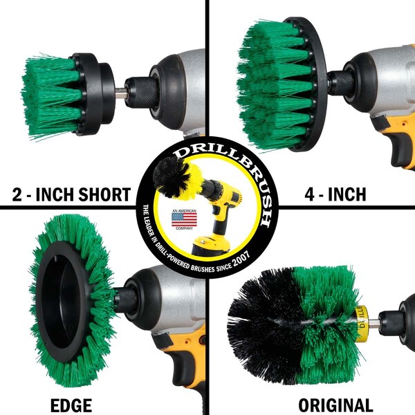 Cepillo Taladro Power Scrubber de Useful Products 5 in W 5 in L, Verde - G-S-E42O-QC-DB