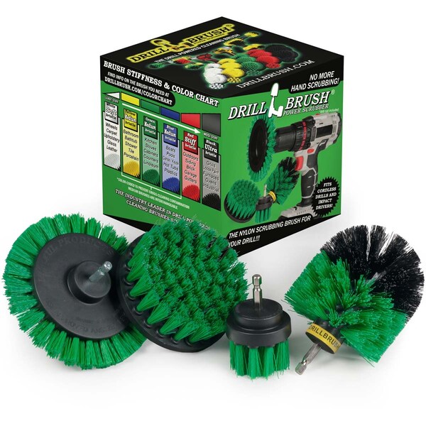 Cepillo Taladro Power Scrubber de Useful Products 5 in W 5 in L, Verde - G-S-E42O-QC-DB