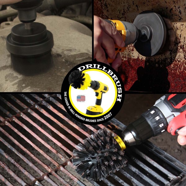 Cepillo Power Scrubber para Taladro de Useful Products 5 pulgadas Ancho 5 pulgadas Largo, Negro - K-S-42O-QC-DB
