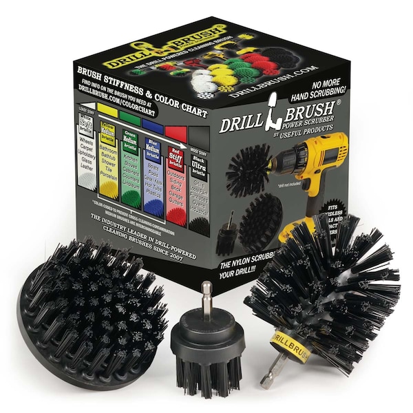 Cepillo Power Scrubber para Taladro de Useful Products 5 pulgadas Ancho 5 pulgadas Largo, Negro - K-S-42O-QC-DB