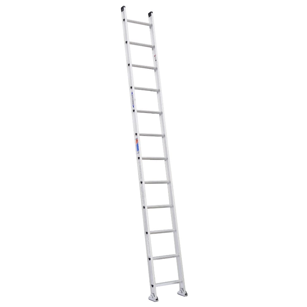 Escalera recta de extensión de aluminio tipo 1A Werner D1500-1 de 12 pies (14 pies de altura alcanzable) con capacidad de carga de 300 lb. Modelo D1512-1.