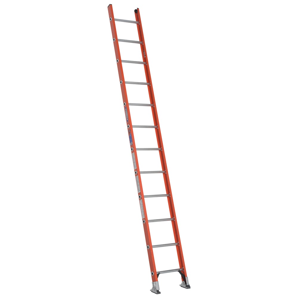 Escalera de extensión recta de fibra de vidrio Werner D6200-1 de 12 pies (14 pies de altura) Tipo 1A - Capacidad de carga de 300 lb. Escalera de extensión recta D6212-1 de 12 pies.