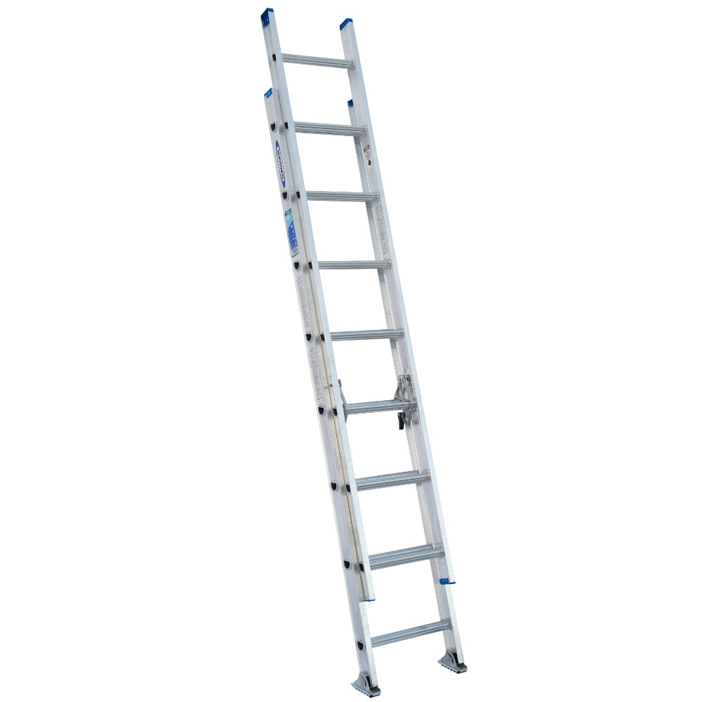 Escalera de extensión de aluminio tipo 1 con capacidad de carga de 250 lb de Werner D1300-2 de 16 pies (15 pies de altura de alcance) - Escalera de extensión D1316-2