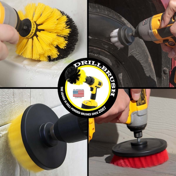 Cepillo Taladro Power Scrubber de Useful Products 5 pulgadas de ancho, 7 pulgadas de largo, variedad - S-W2-Y4O-R5-QC-DB