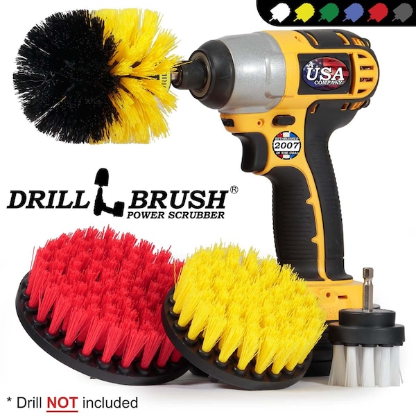 Cepillo Taladro Power Scrubber de Useful Products 5 pulgadas de ancho, 7 pulgadas de largo, variedad - S-W2-Y4O-R5-QC-DB