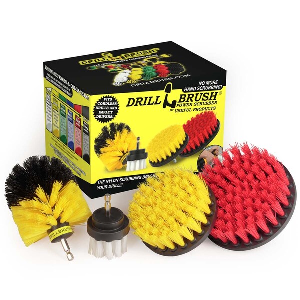 Cepillo Taladro Power Scrubber de Useful Products 5 pulgadas de ancho, 7 pulgadas de largo, variedad - S-W2-Y4O-R5-QC-DB