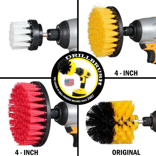 Cepillo Taladro Power Scrubber de Useful Products 5 pulgadas de ancho, 7 pulgadas de largo, variedad - S-W2-Y4O-R5-QC-DB