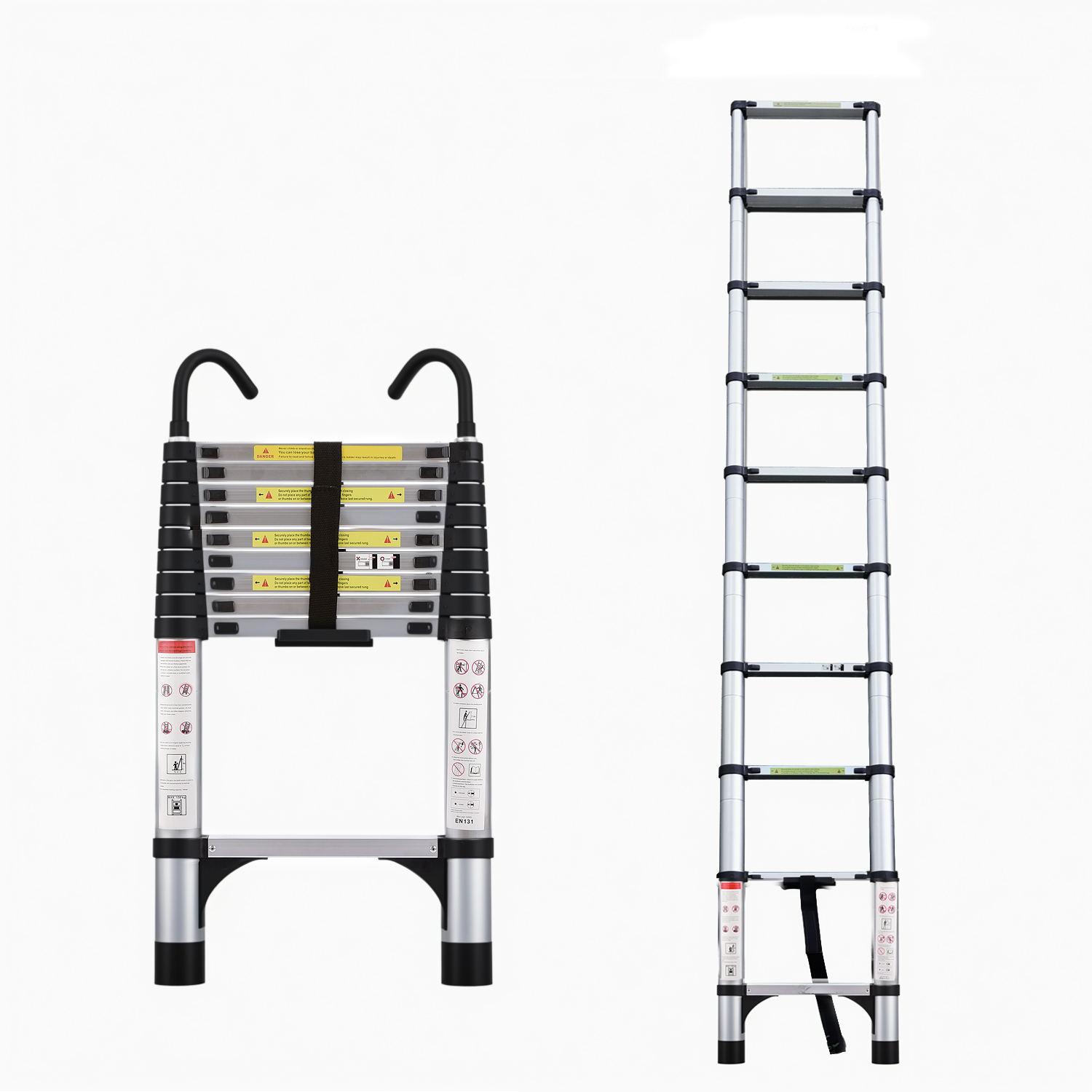 Escalera telescópica de aluminio con botón Siavonce de 9.5 pies (altura de alcance de 15 pies) - Tipo 1AA de aluminio con capacidad de carga de 375 lb. Modelo XH06829
