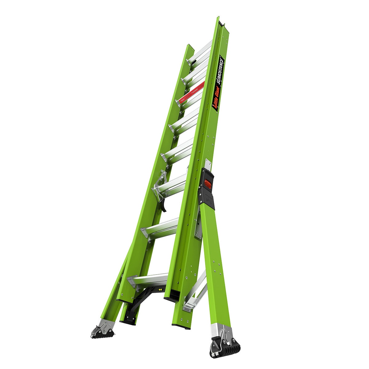 Escalera de extensión telescópica Little Giant Ladders Sumostance M16 de 16.0 pies (altura de alcance de 16.0 pies) Tipo 1A de fiberglass - Capacidad de carga de 300 lb. Modelo 18816