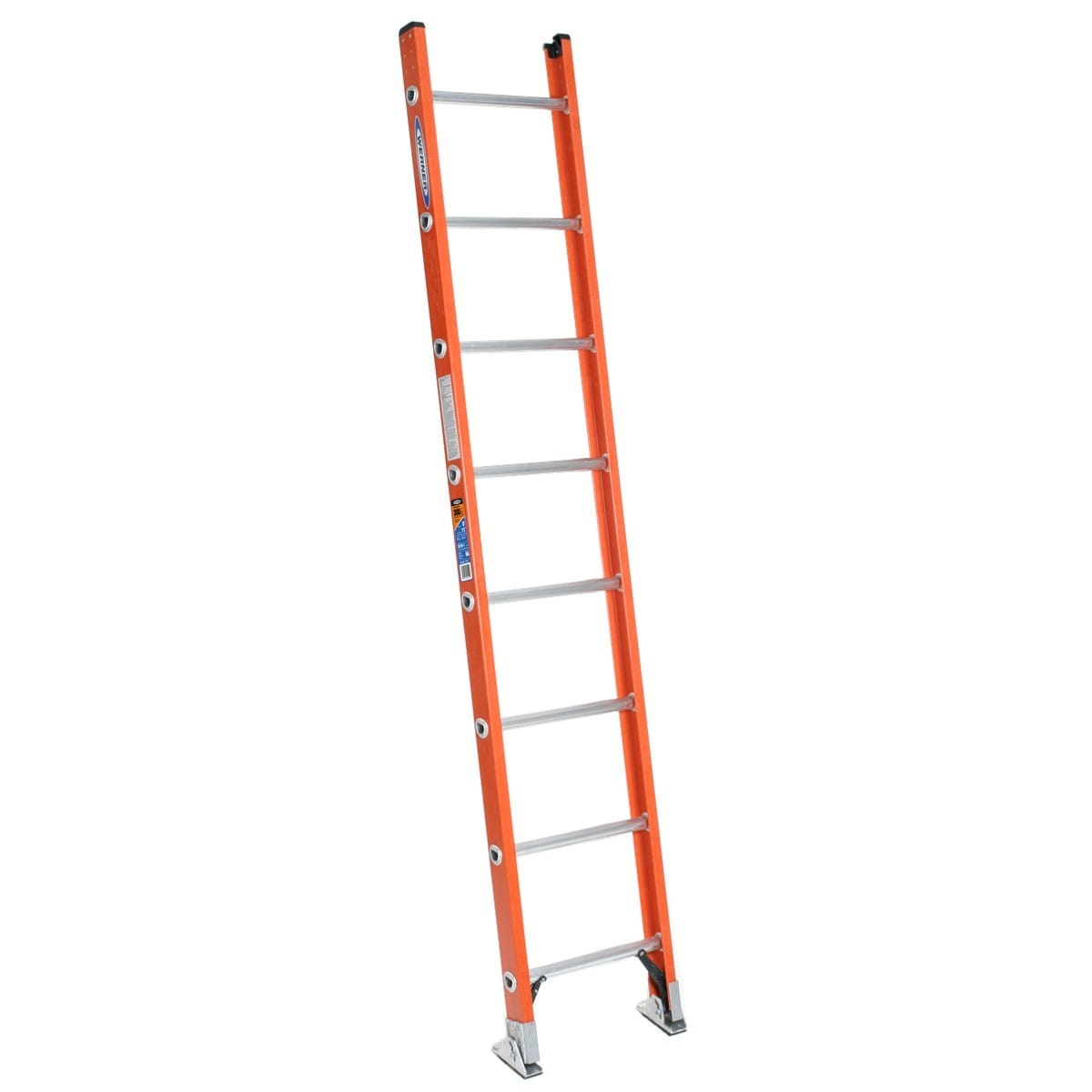 Escalera de extensión recta de fibra de vidrio tipo 1A con capacidad de carga de 300 lbs. Werner D6200-1 de 8 pies (10 pies de altura de alcance) - Escalera de extensión D6208-1