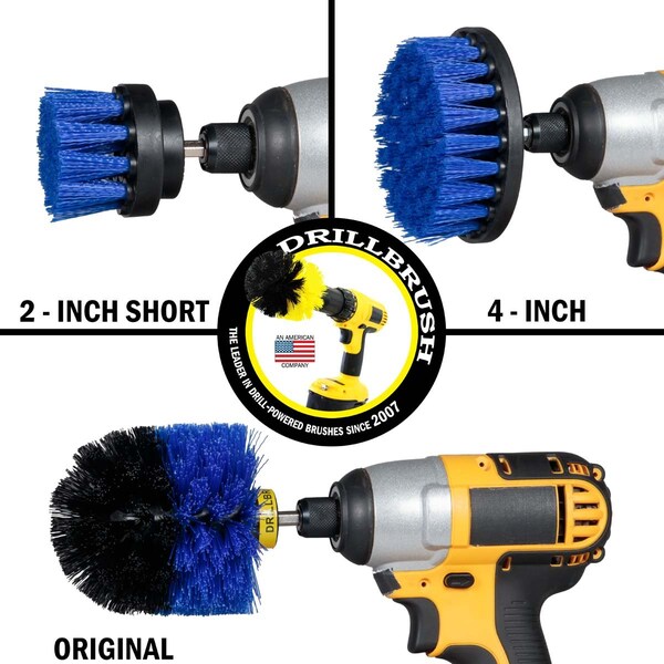 Cepillo Taladro Limpiador de Potencia de Useful Products 5 pulgadas de ancho por 5 pulgadas de largo, azul - B-S-42O-QC-DB