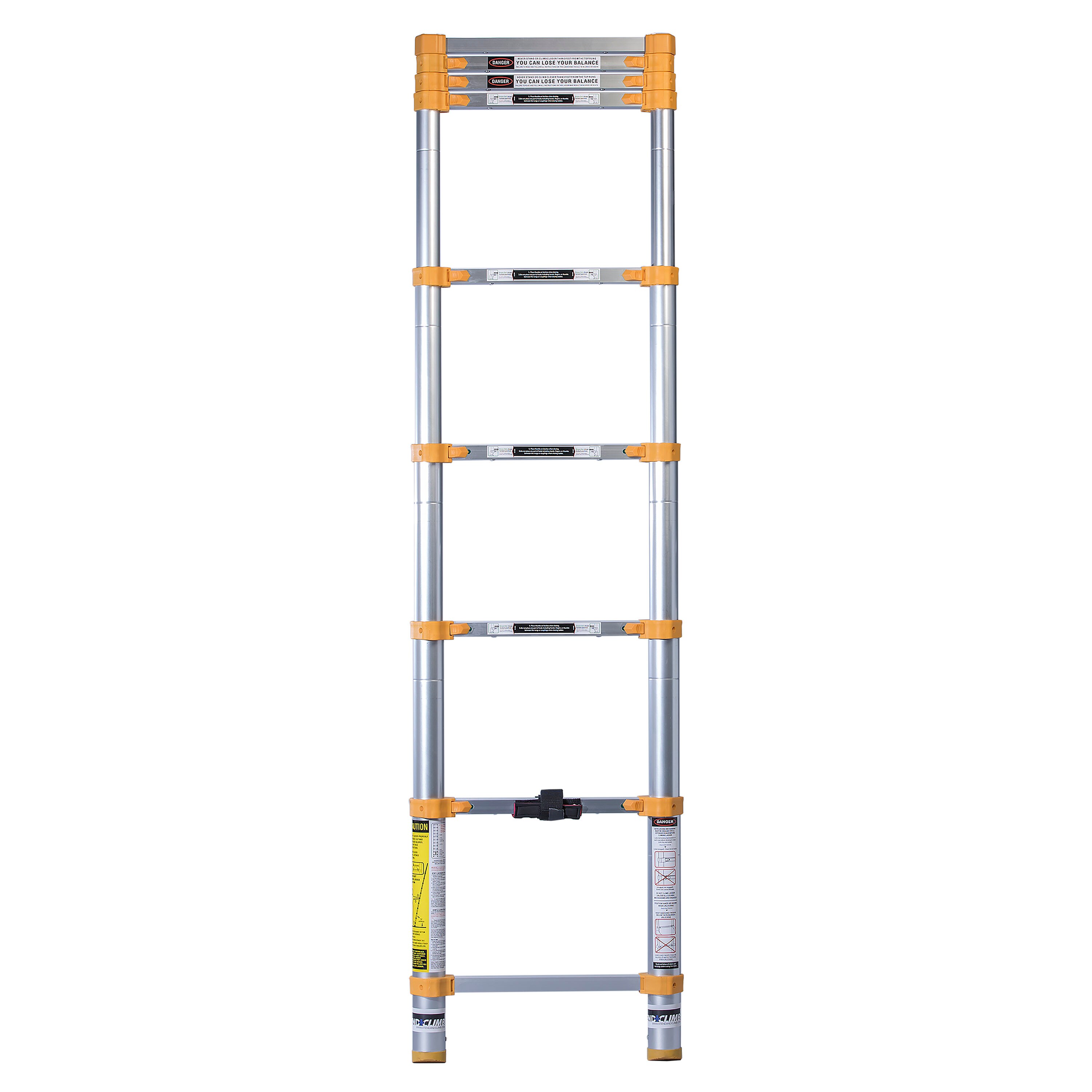 Escalera de extensión telescópica Xtend+Climb 750P+ de aluminio Tipo 1 de 8.5 pies (12.5 pies de altura máxima) certificada por ANSI con capacidad de carga de 250 lbs.