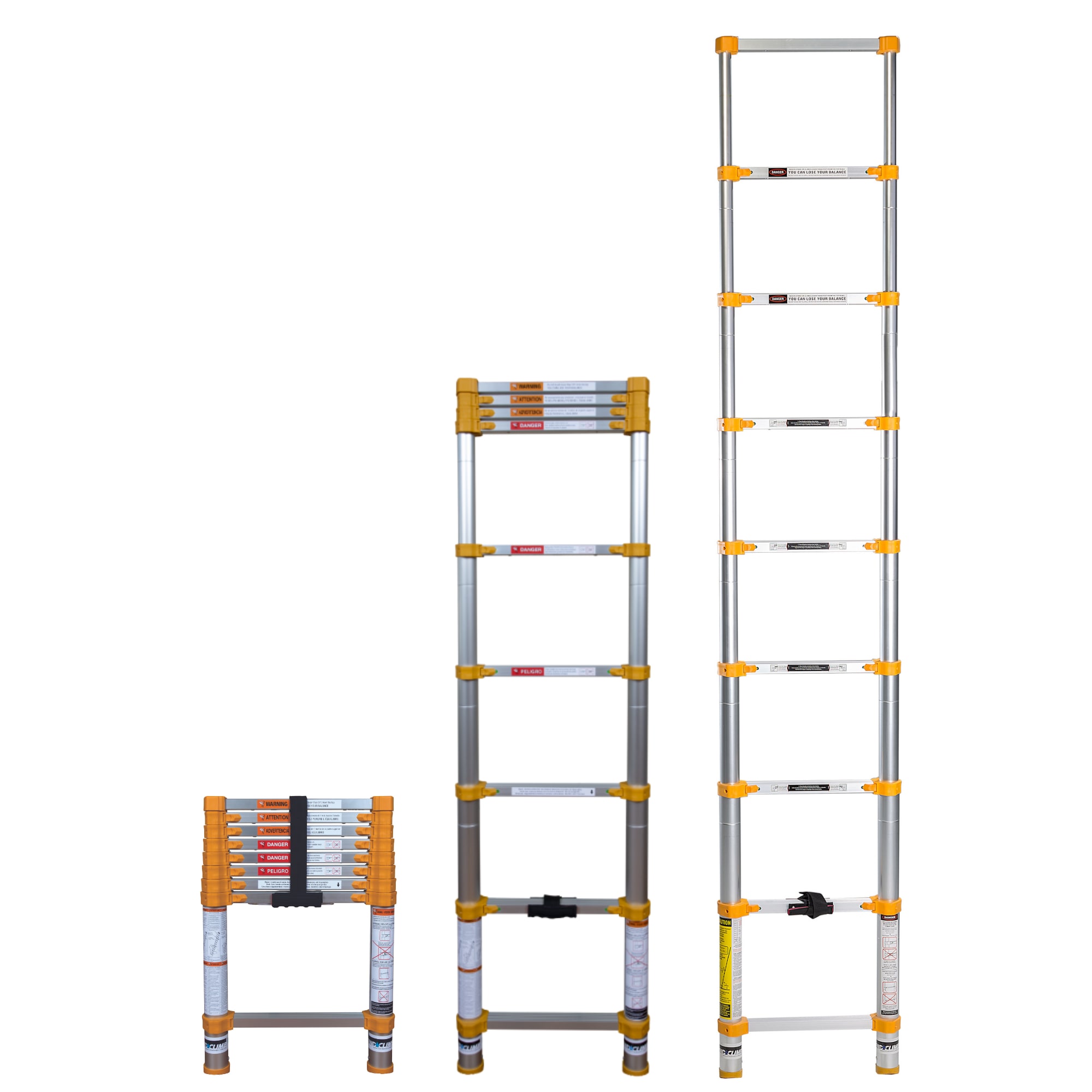 Escalera de extensión telescópica Xtend+Climb 750P+ de aluminio Tipo 1 de 8.5 pies (12.5 pies de altura máxima) certificada por ANSI con capacidad de carga de 250 lbs.