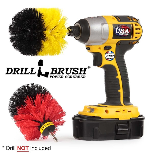 Cepillo Taladro Power Scrubber de Useful Products 4 pulgadas de ancho y 4 pulgadas de largo, Variedad - O-S-RY-QC-DB