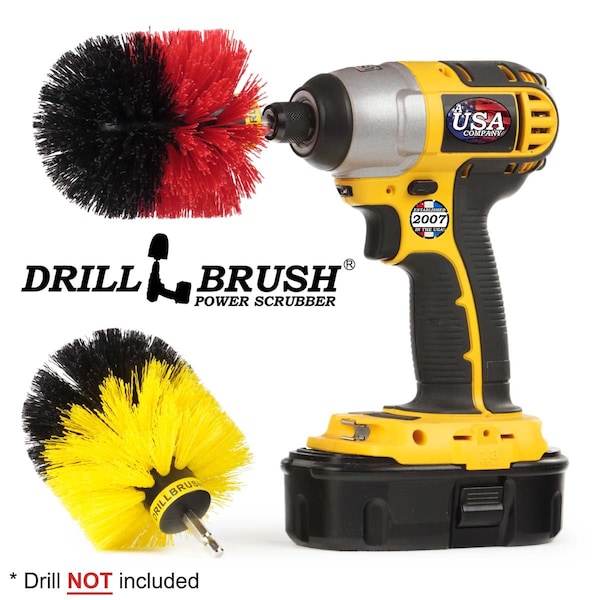 Cepillo Taladro Power Scrubber de Useful Products 4 pulgadas de ancho y 4 pulgadas de largo, Variedad - O-S-RY-QC-DB