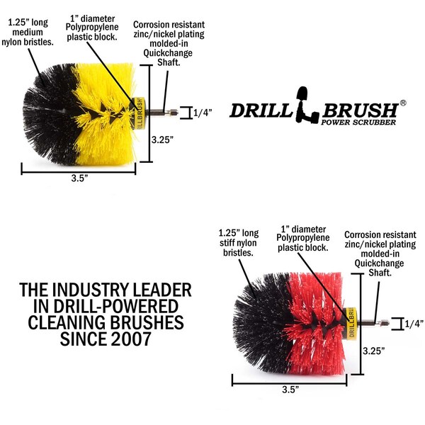 Cepillo Taladro Power Scrubber de Useful Products 4 pulgadas de ancho y 4 pulgadas de largo, Variedad - O-S-RY-QC-DB