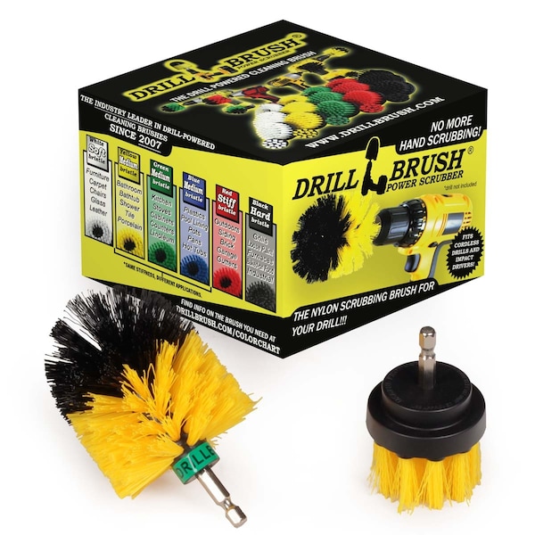 Cepillo Taladro Power Scrubber de Useful Products 5 pulgadas Ancho 5 pulgadas Largo, Amarillo - Y-S-2M-QC-DB