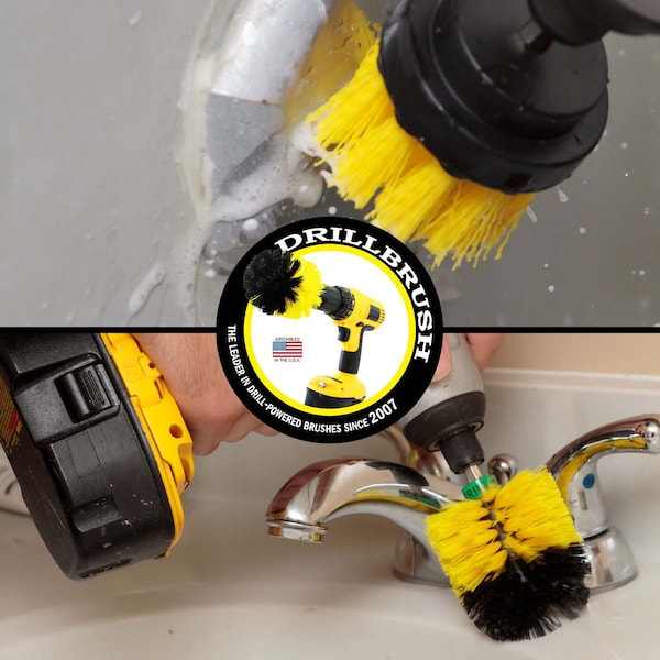 Cepillo Taladro Power Scrubber de Useful Products 5 pulgadas Ancho 5 pulgadas Largo, Amarillo - Y-S-2M-QC-DB