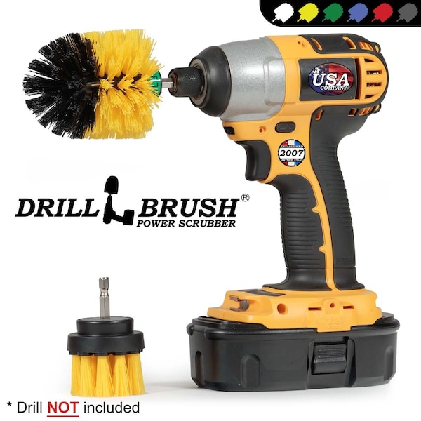 Cepillo Taladro Power Scrubber de Useful Products 5 pulgadas Ancho 5 pulgadas Largo, Amarillo - Y-S-2M-QC-DB