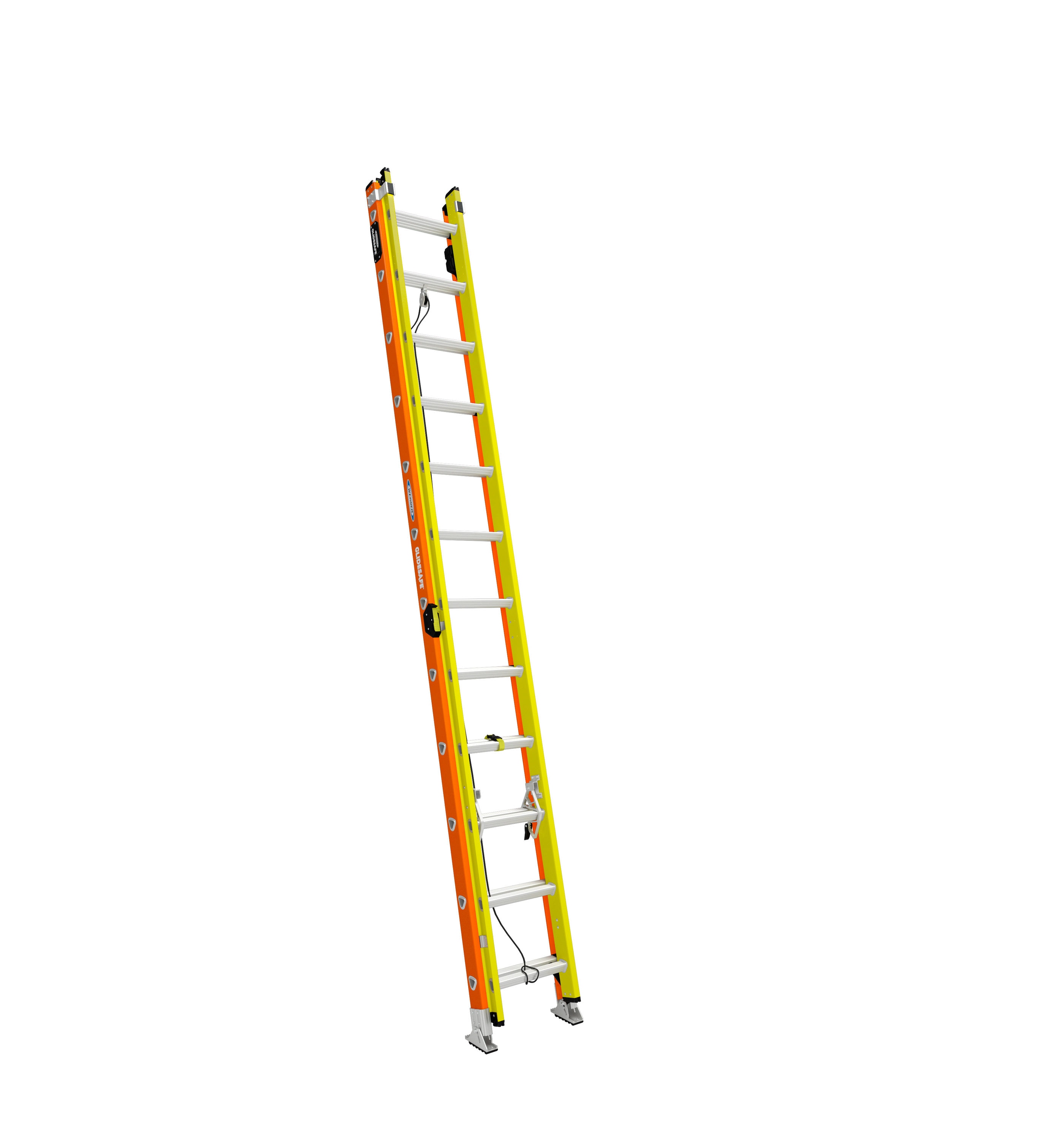 Escalera de extensión Werner Glidesafe de 24 pies (altura de alcance de 23 pies) de fibra de vidrio Tipo 1A - Capacidad de carga de 300 libras. Escalera de extensión T6224-2GS