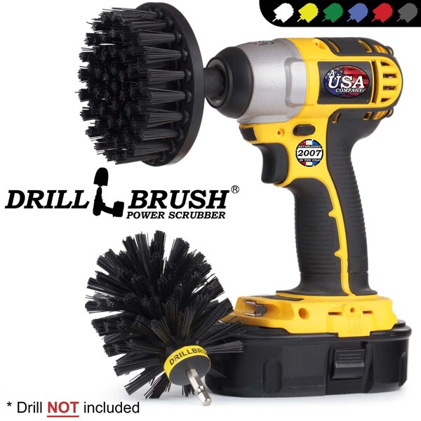 Cepillo Eléctrico Power Scrubber de Drill Brush By Useful Products 5 pulgadas de ancho y 5 pulgadas de largo, color negro - K-S-4O-QC-DB