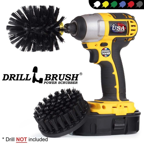 Cepillo Eléctrico Power Scrubber de Drill Brush By Useful Products 5 pulgadas de ancho y 5 pulgadas de largo, color negro - K-S-4O-QC-DB