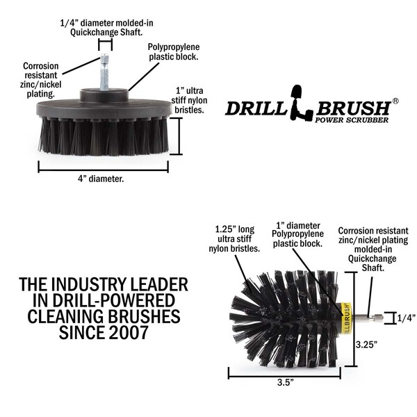 Cepillo Eléctrico Power Scrubber de Drill Brush By Useful Products 5 pulgadas de ancho y 5 pulgadas de largo, color negro - K-S-4O-QC-DB