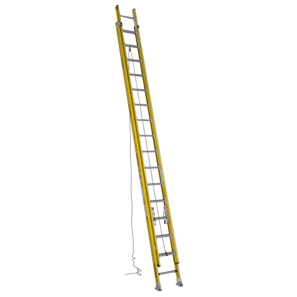 Escalera extensible de fibra de vidrio tipo 1AA con capacidad de carga de 375 lbs y altura máxima de 31 pies (32 pies) Werner D7100-2. Escalera extensible D7132-2.
